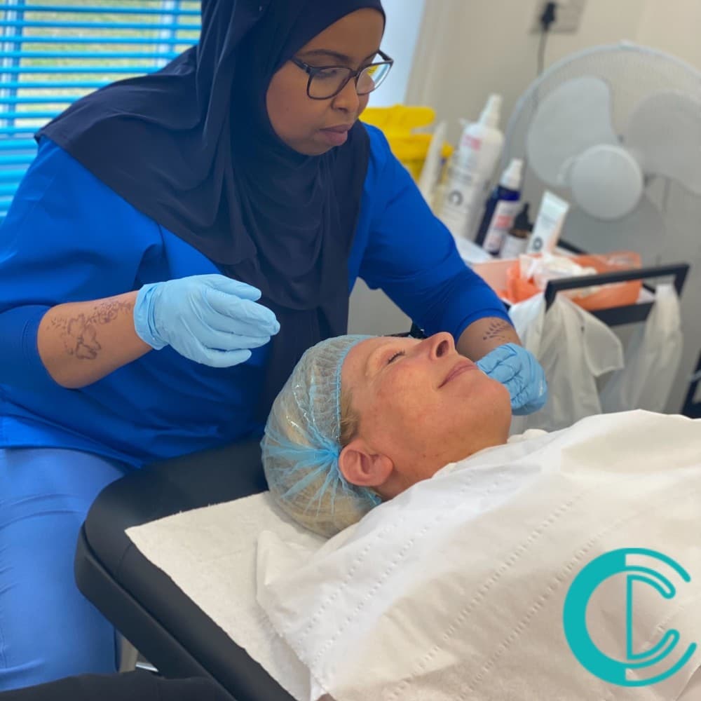 Student training in facial and skincare treatments